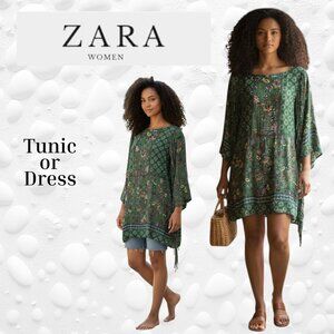 ZARA WOMEN Boho Floral Tunic Dress – Like New – Size XL (fits flexible)